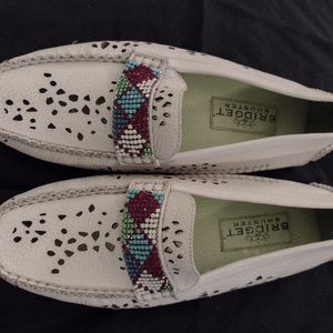 Bridget Shuster fancy white driving moccasins